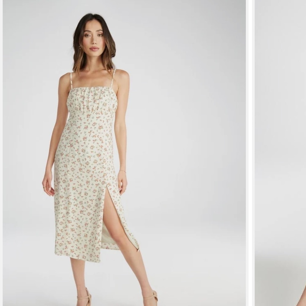 Ruched floral midi dress